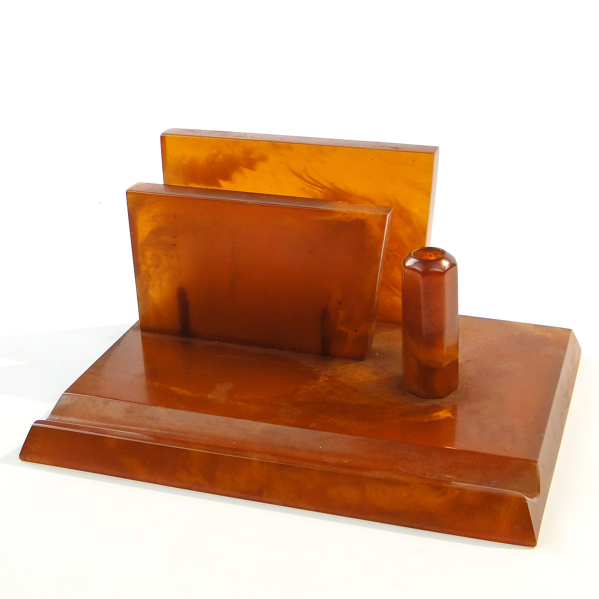 Ekrytuar mid-century modern, bakelit pomarańczowy, Polska, lata 50. - 101873