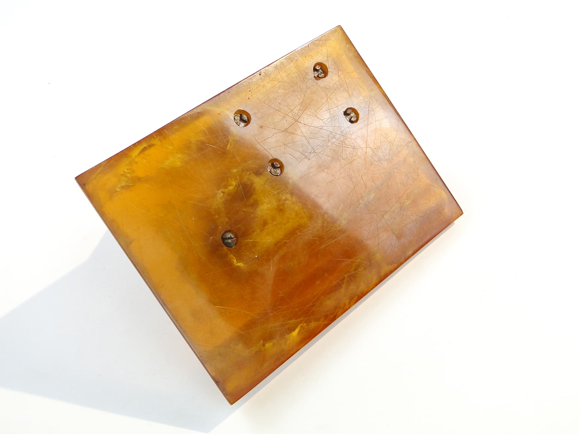 Ekrytuar mid-century modern, bakelit pomarańczowy, Polska, lata 50. - 101874