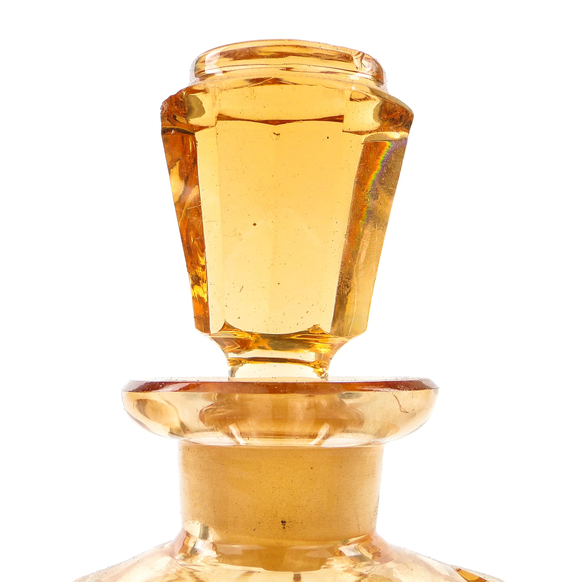 Art Deco carafe, orange crystal, Poland, 1930s. - 101905