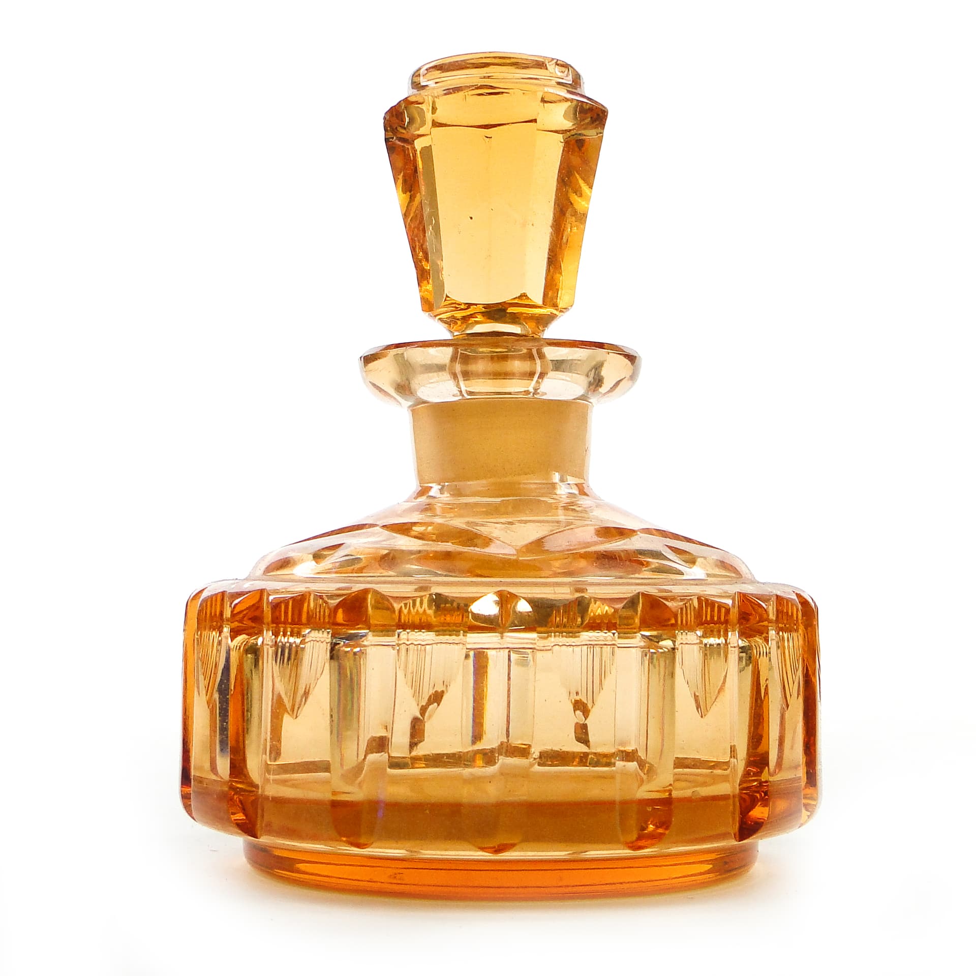 Art Deco carafe, orange crystal, Poland, 1930s. - 101915