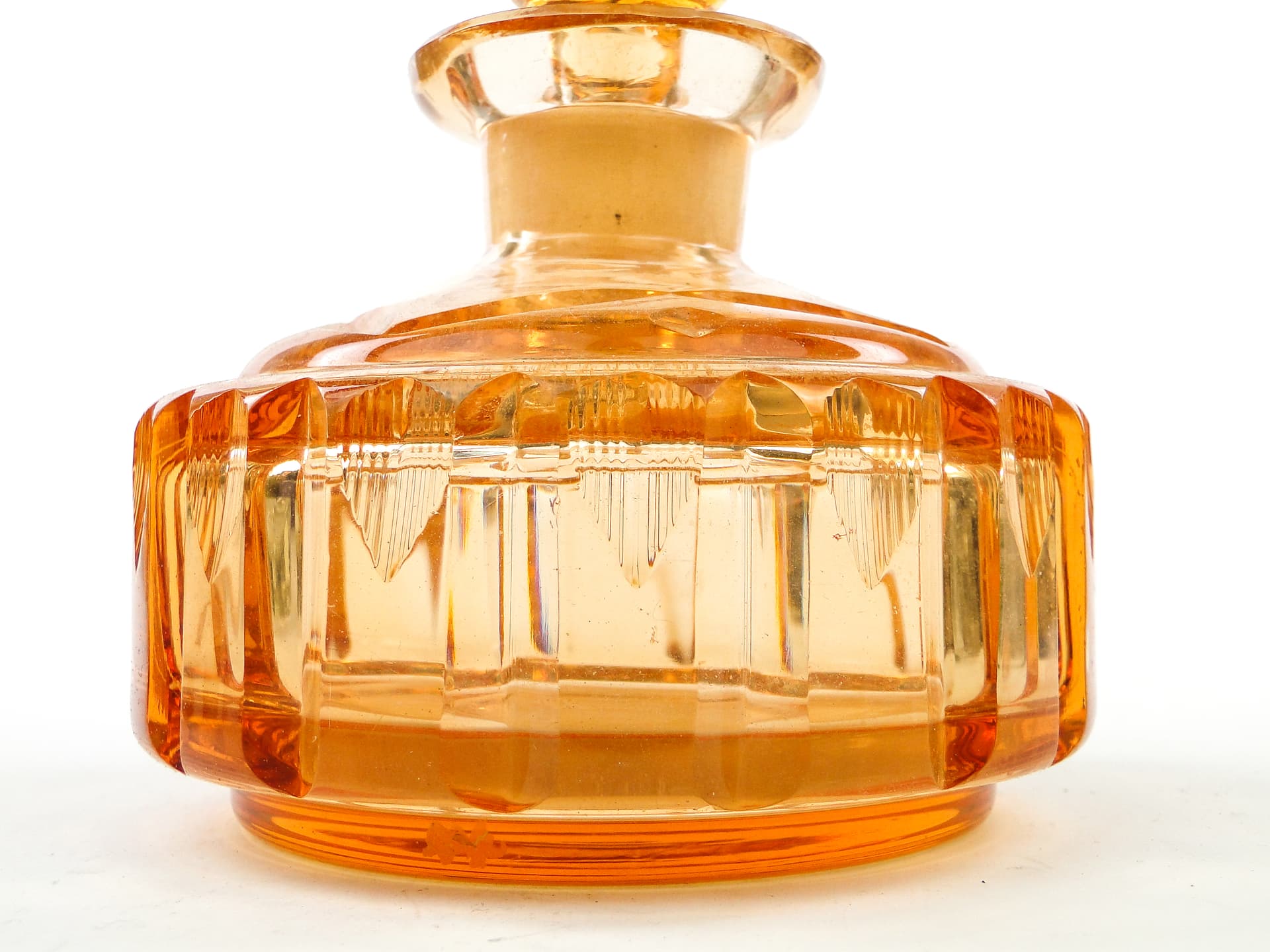 Art Deco carafe, orange crystal, Poland, 1930s. - 101907