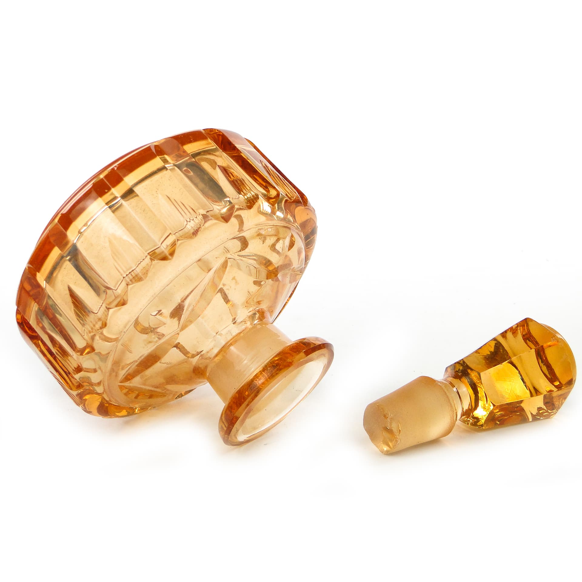 Art Deco carafe, orange crystal, Poland, 1930s. - 101914