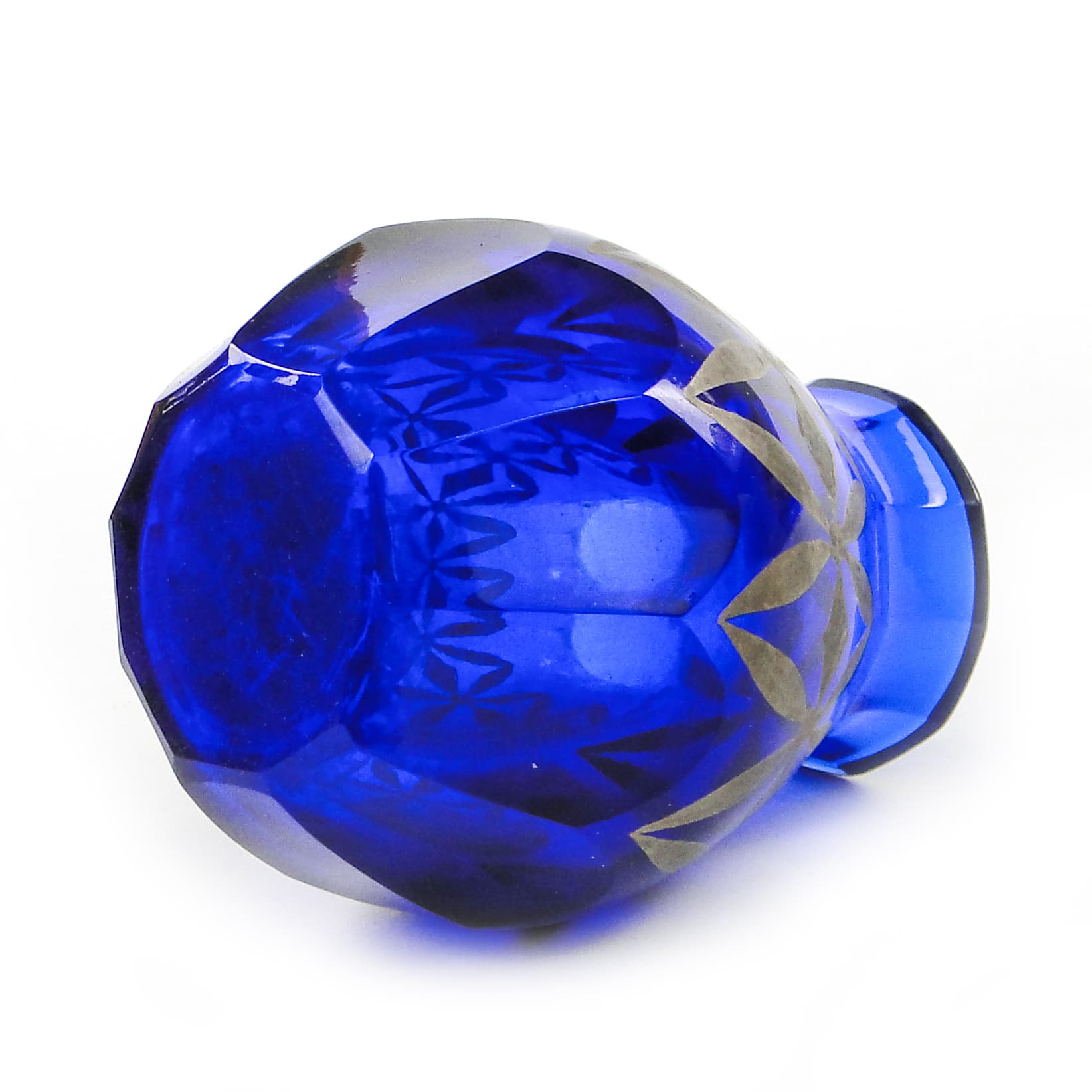 Wazon Art Déco, kryształ niebieski, Polska, lata 30. - 101936