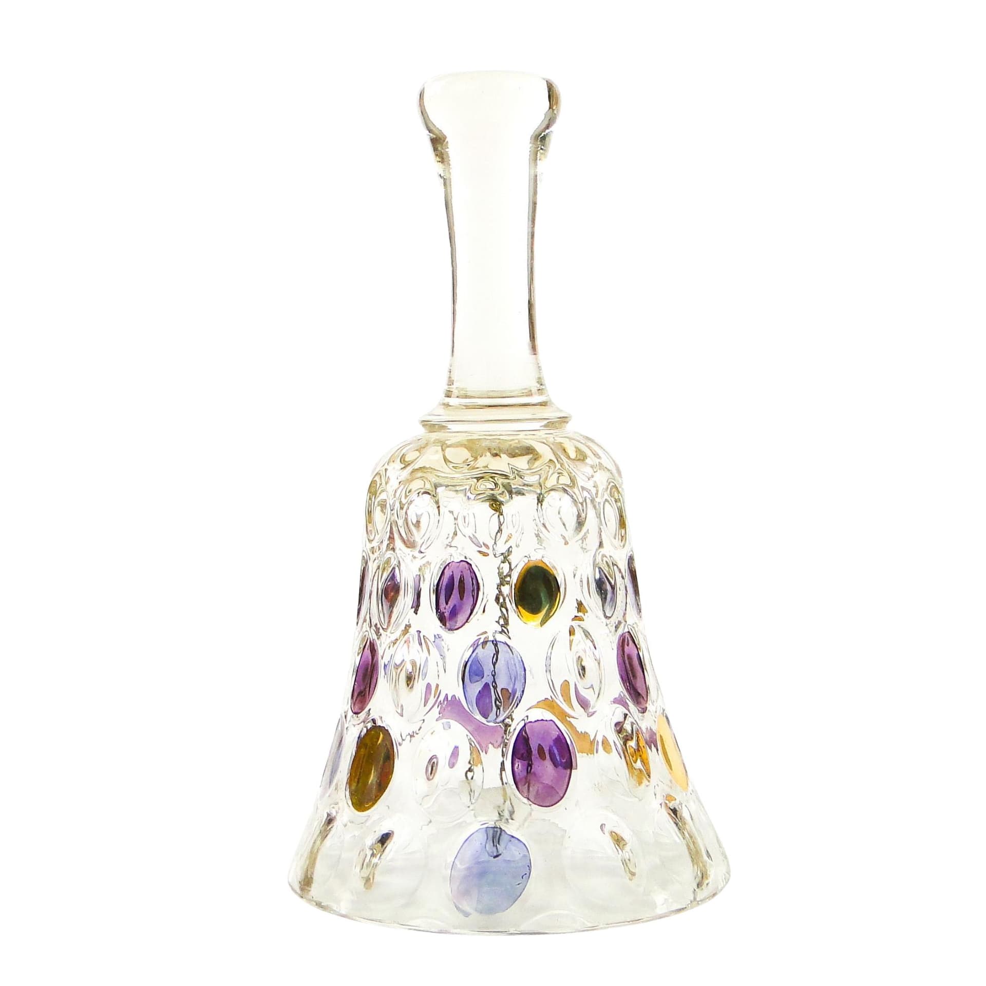 Dzwonek, mid-century modern, szkło prasowane, Czechosłowacja, lata 50.