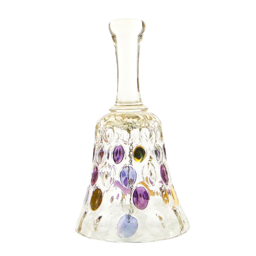 Dzwonek, mid-century modern, szkło prasowane, Czechosłowacja, lata 50.