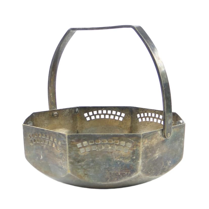 Cukiernica Art Nouveau, mosiądz srebrzony, Austria, początek XX w.