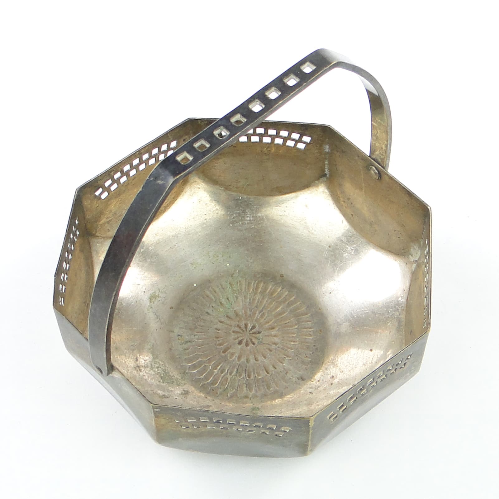 Cukiernica Art Nouveau, mosiądz srebrzony, Austria, początek XX w. - 101964