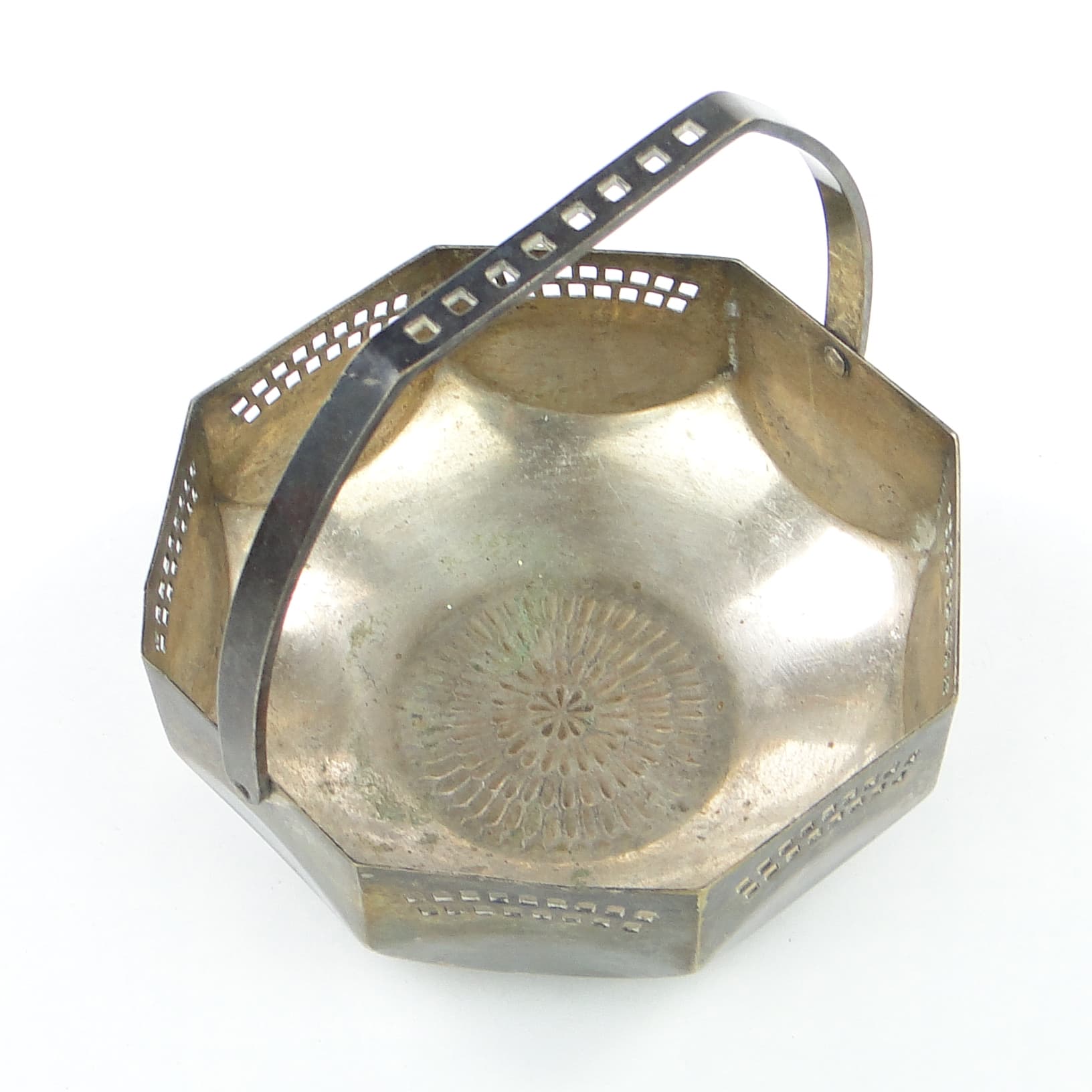 Cukiernica Art Nouveau, mosiądz srebrzony, Austria, początek XX w. - 101963