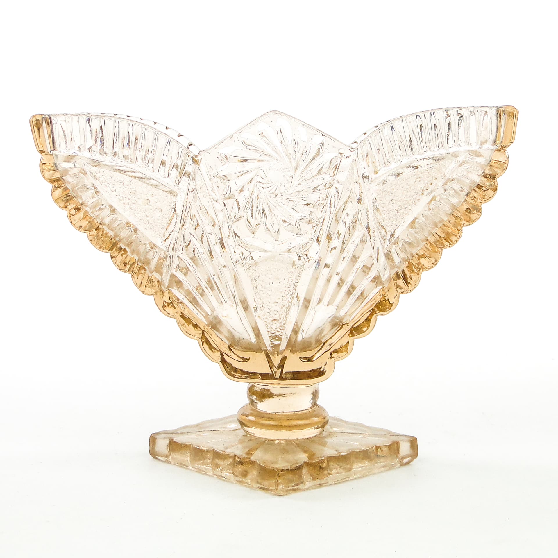 Serwetnik Art Deco, szkło prasowane, Polska, lata 50. - 101984