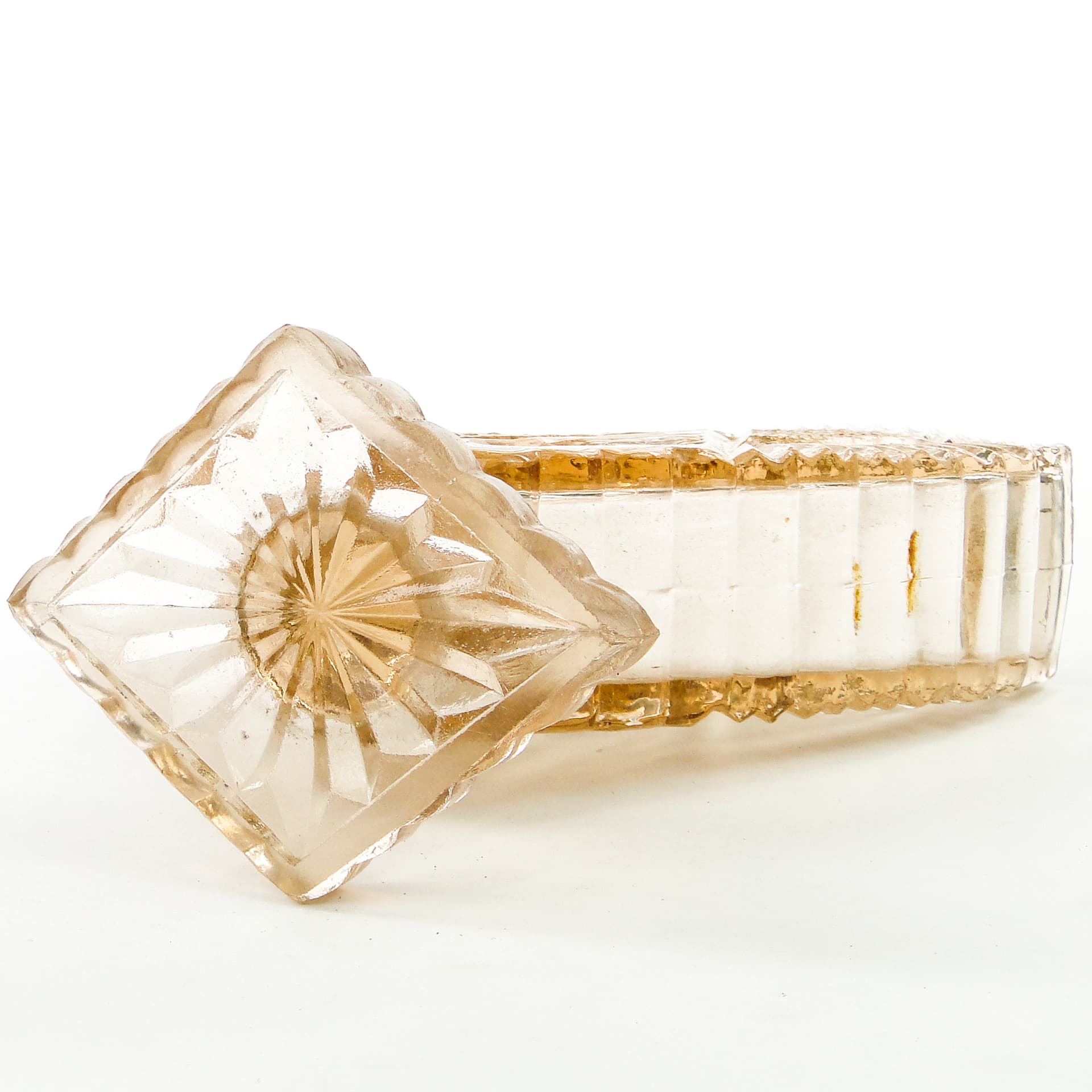 Serwetnik Art Deco, szkło prasowane, Polska, lata 50. - 101990