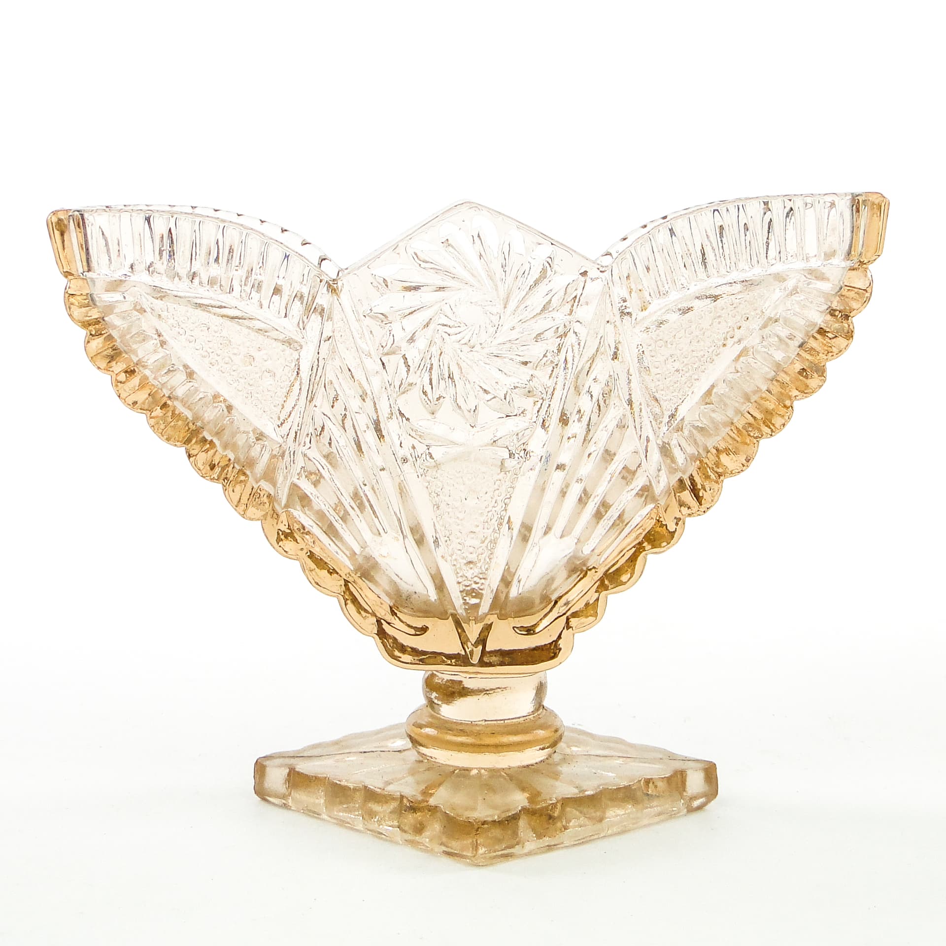 Serwetnik Art Deco, szkło prasowane, Polska, lata 50. - 101985