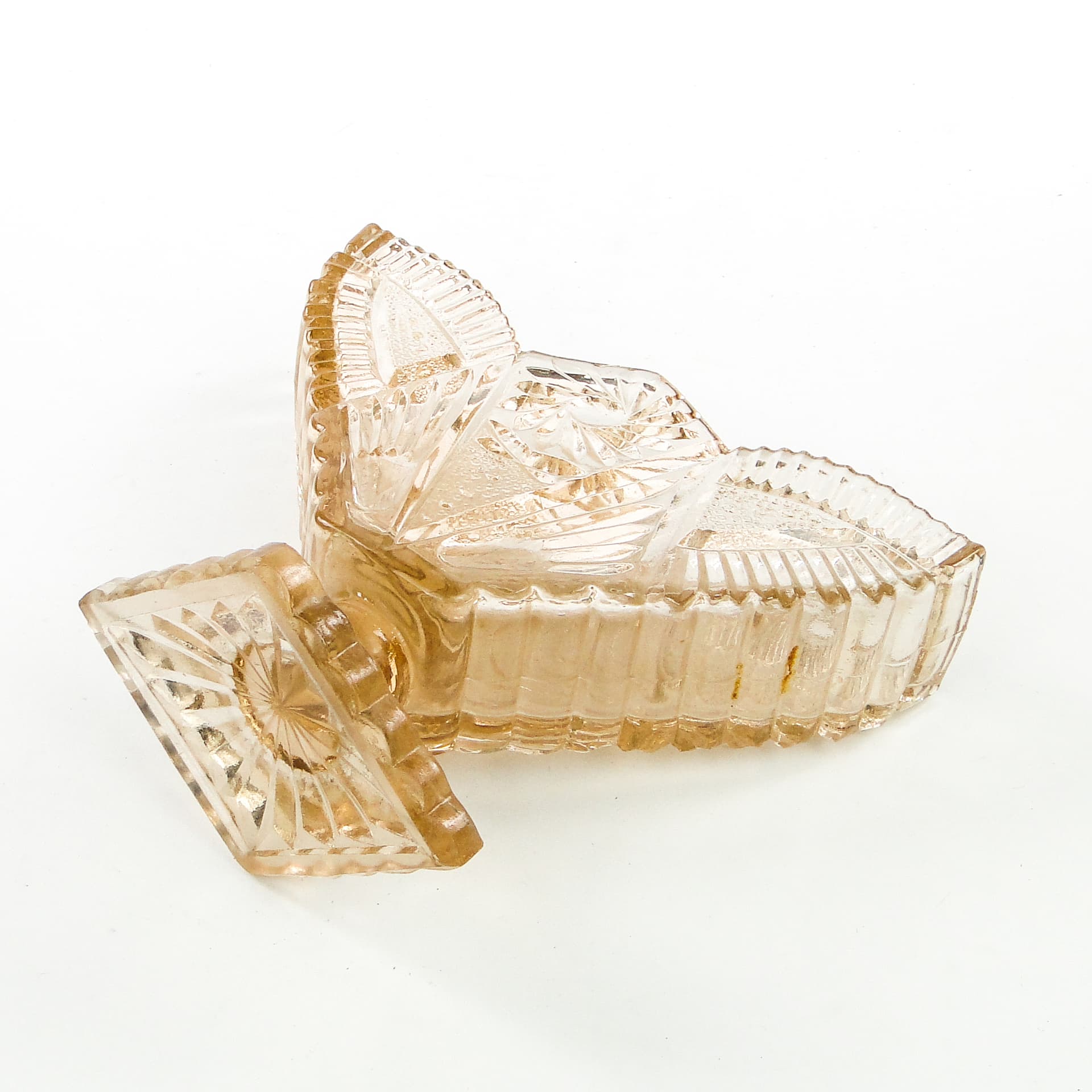 Serwetnik Art Deco, szkło prasowane, Polska, lata 50. - 101987