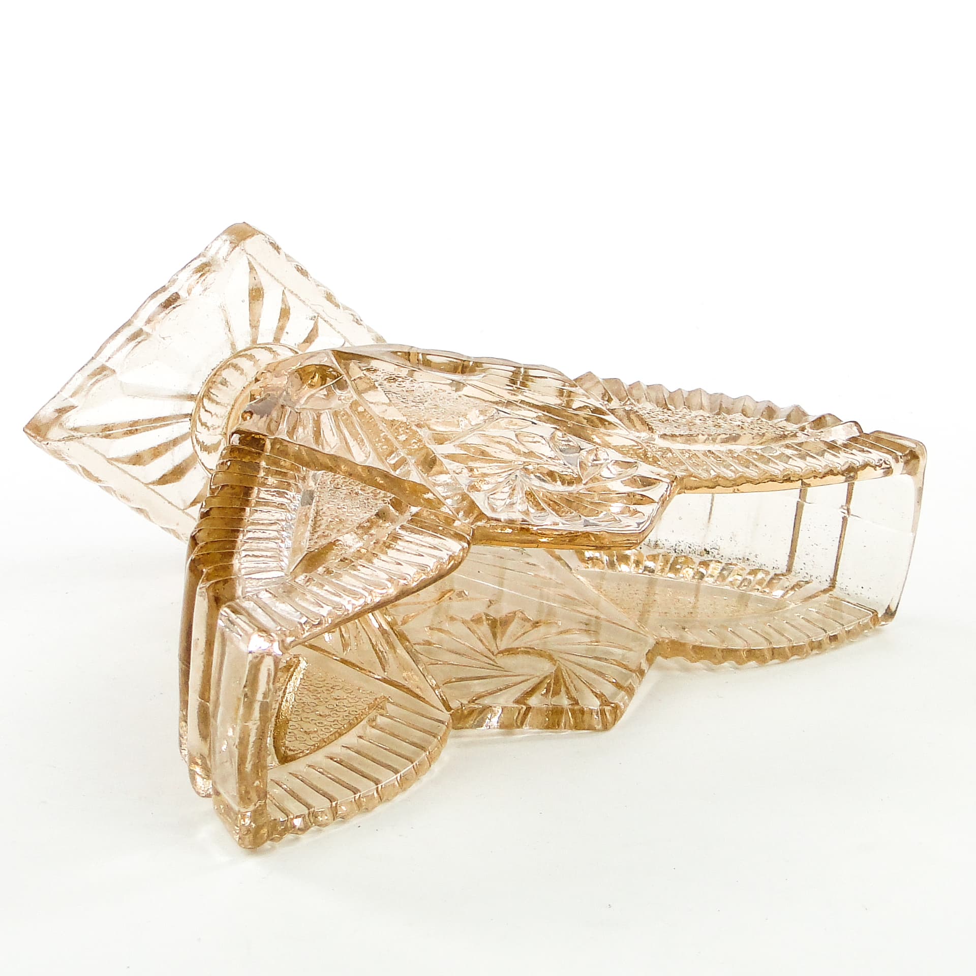 Serwetnik Art Deco, szkło prasowane, Polska, lata 50. - 101988