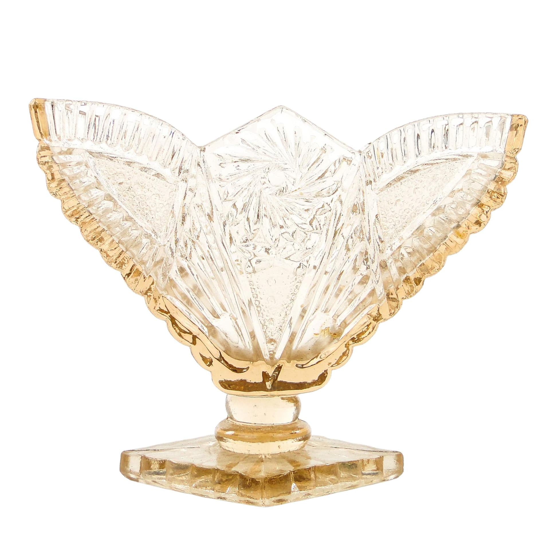 Serwetnik Art Deco, szkło prasowane, Polska, lata 50.