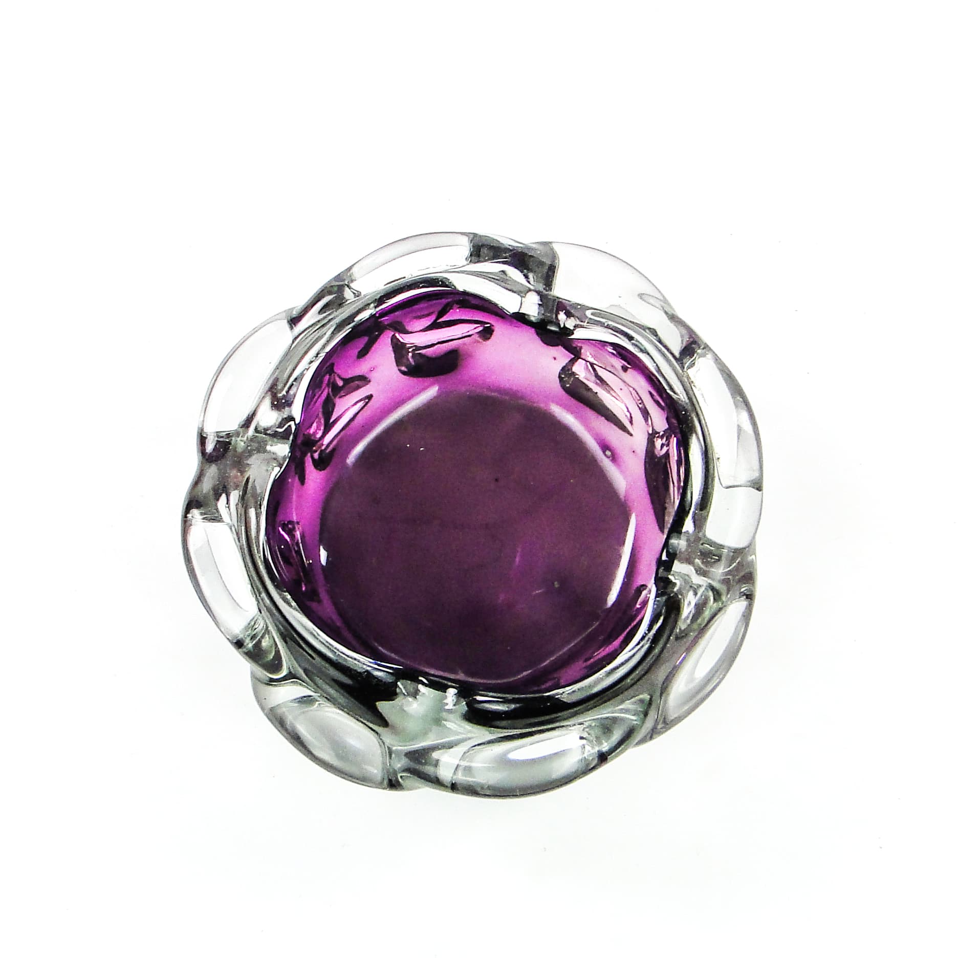 Popielnica mid-century modern, szkło manganowe, proj. J. Słuczan-Orkusz, Polska, lata 70. - 102004