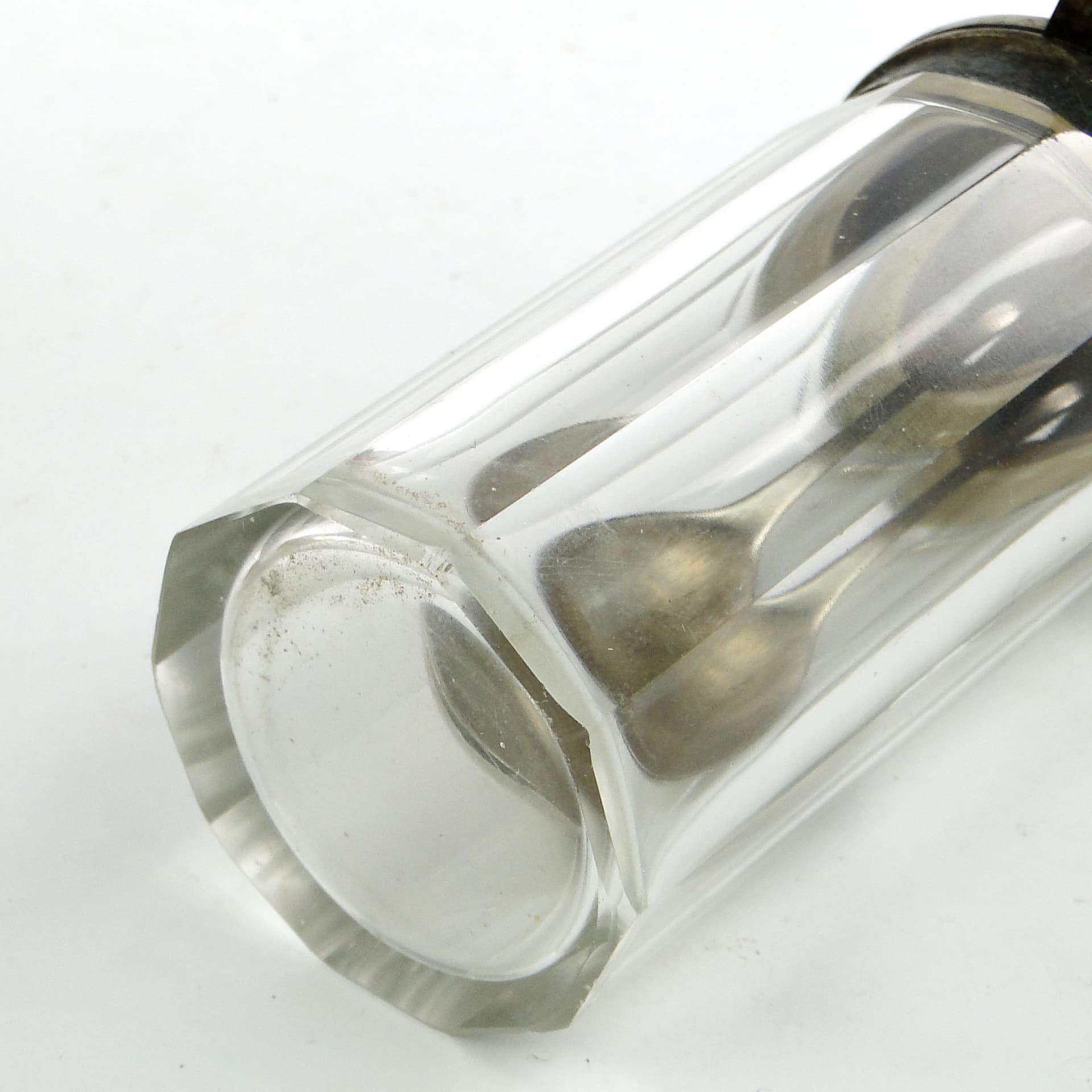 Musztardnica biedermeier, kryształ, mosiądz srebrzony, Niemcy, lata 30. - 102131