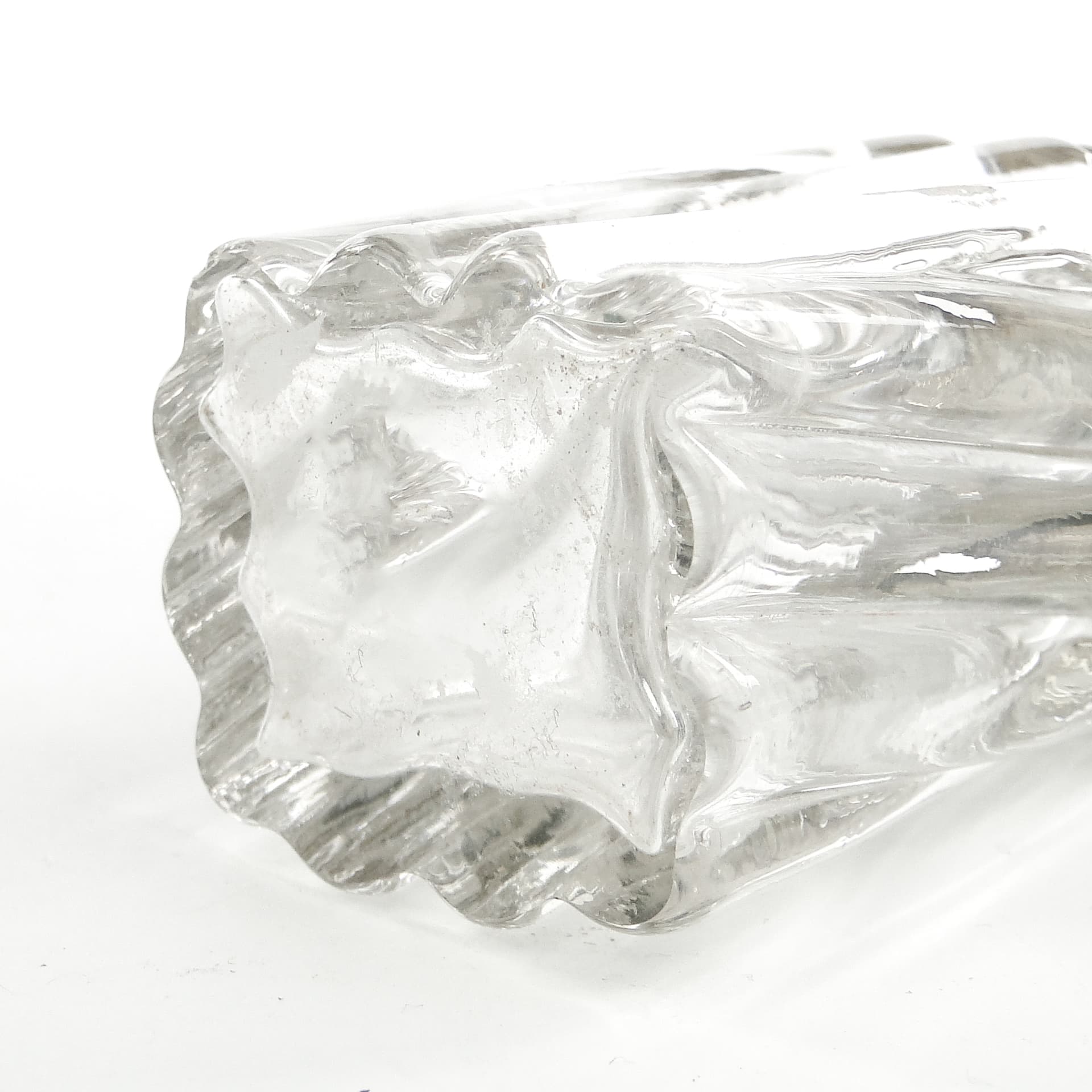 Musztardnica Biedermeier, kryształ, mosiądz srebrzony, Niemcy, lata 30. - 102166