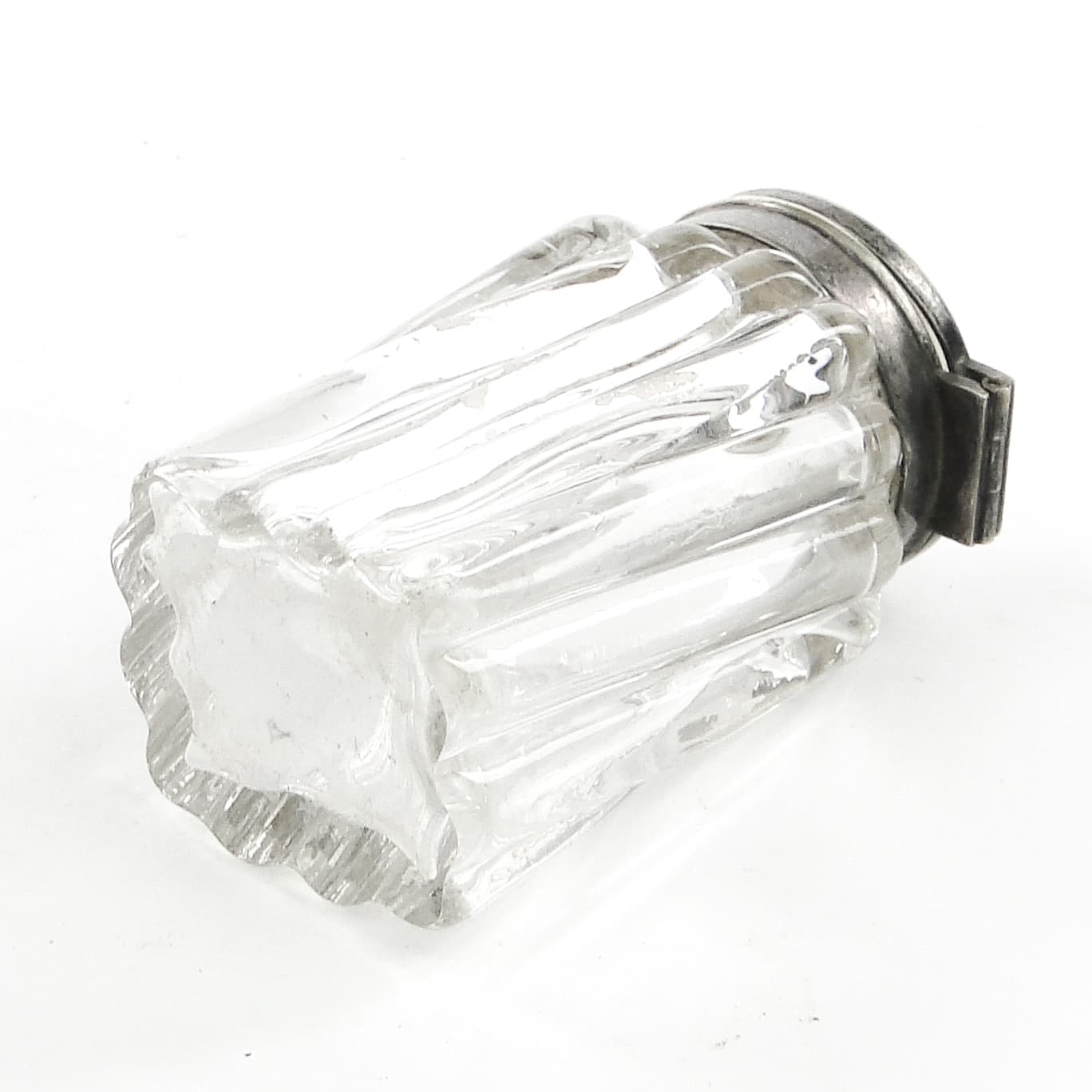 Musztardnica Biedermeier, kryształ, mosiądz srebrzony, Niemcy, lata 30. - 102163