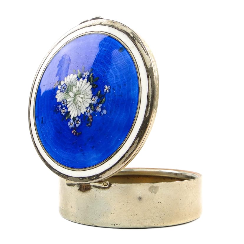 Pigularz Art Nouveau, alpacca srebrzona emaliowana, Austria, początek XX w.