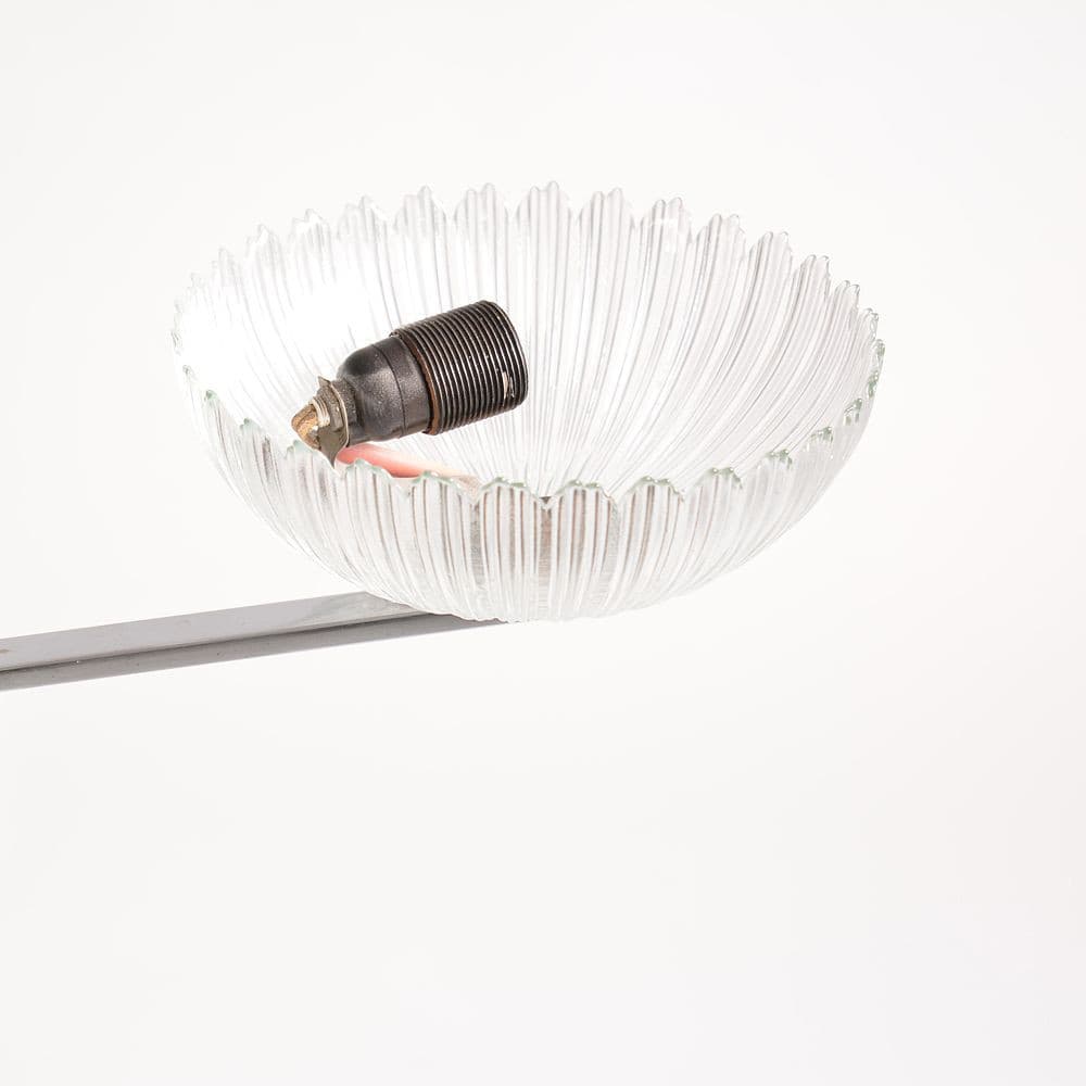 Ceiling lamp Art déco, transparent glass, chrome steel, wood, Czechoslovakia, 1950s. - 102410