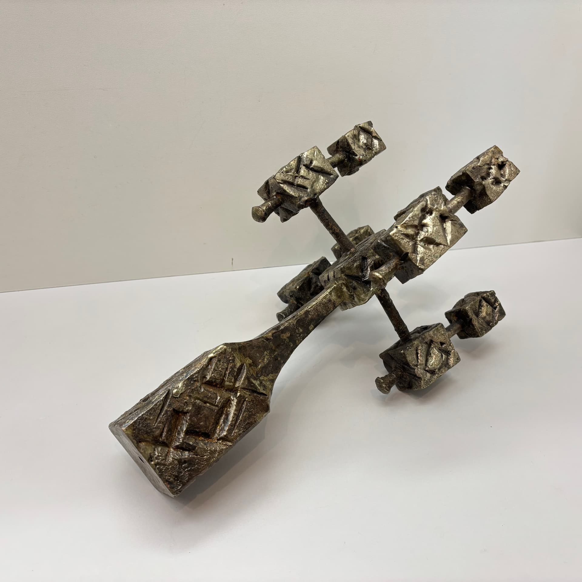 Świecznik brutalistyczny, stal brązowy ciemny, Dania, lata 70. - 102531