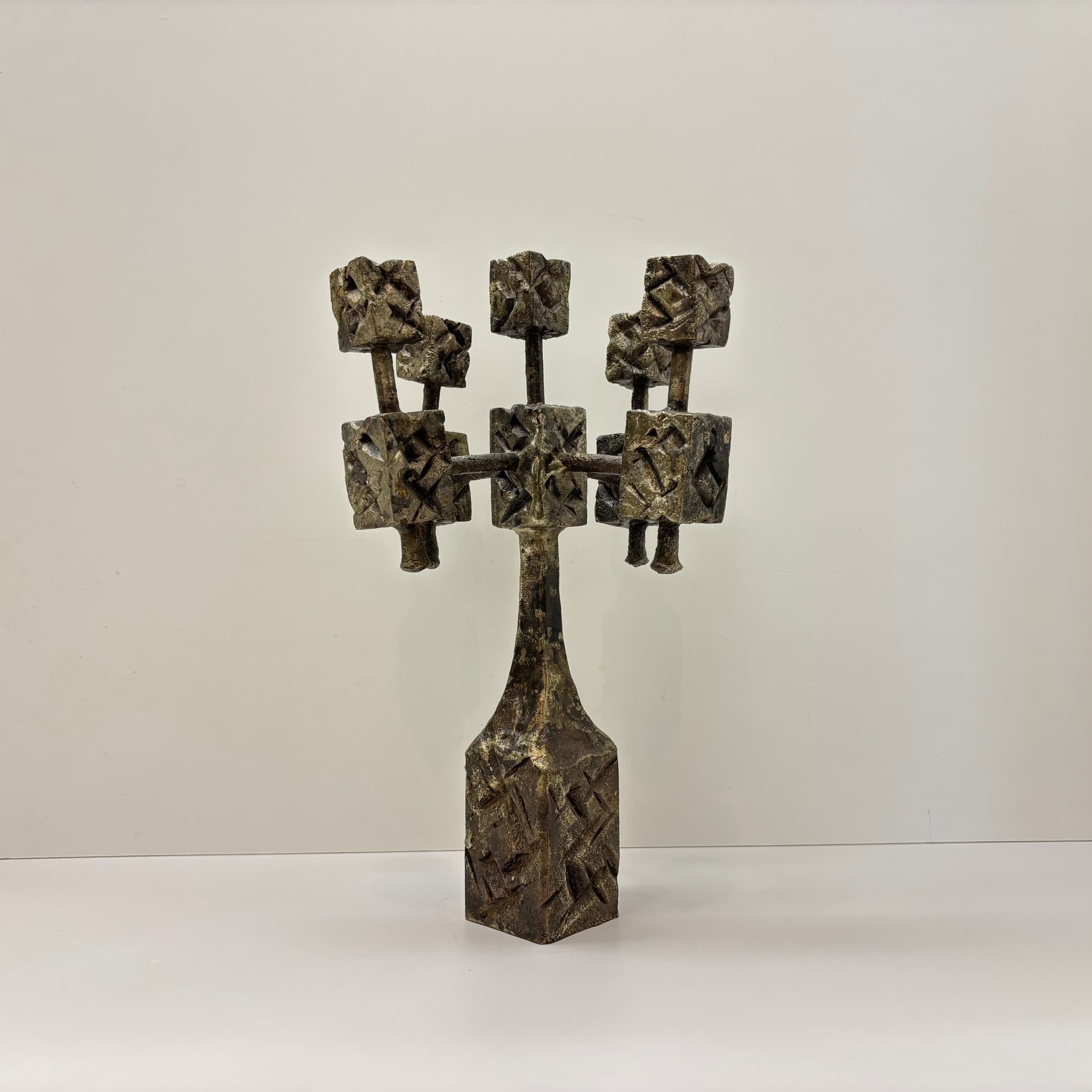 Świecznik brutalistyczny, stal brązowy ciemny, Dania, lata 70. - 102535