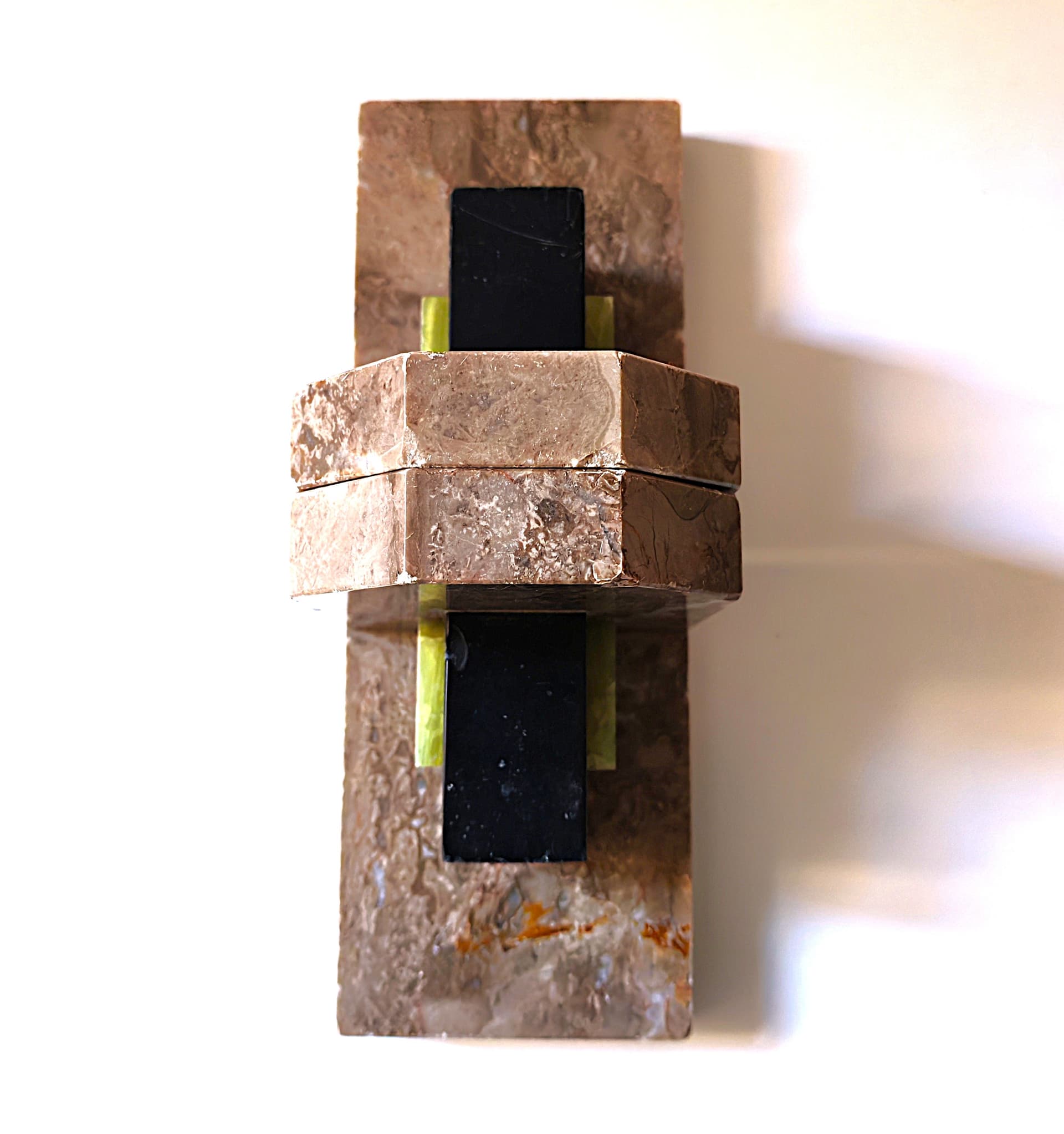 Para podpórek do książek Art Déco, marmur brązowy, onyks czarny, onyks zielony, Belgia, lata 30. - 103550