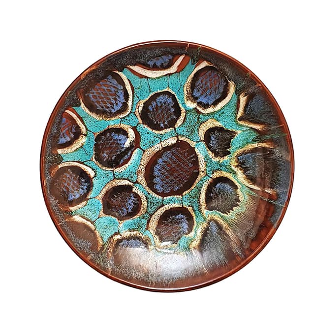 Decorative Plate, brown ceramic, Poland, 1950s - DIMENSION