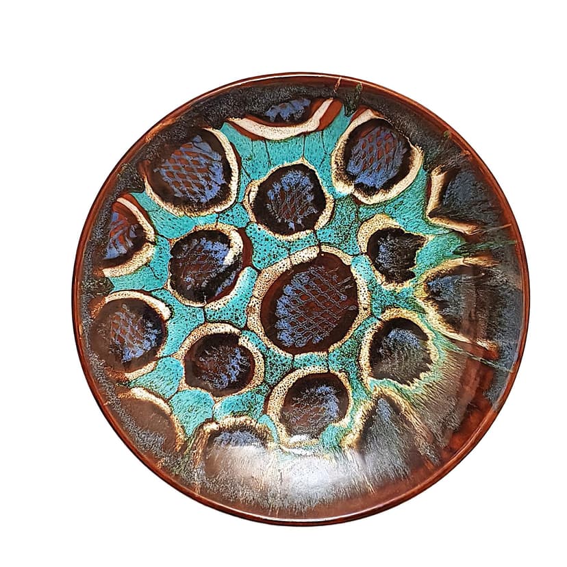 Decorative Plate, brown ceramic, Poland, 1950s