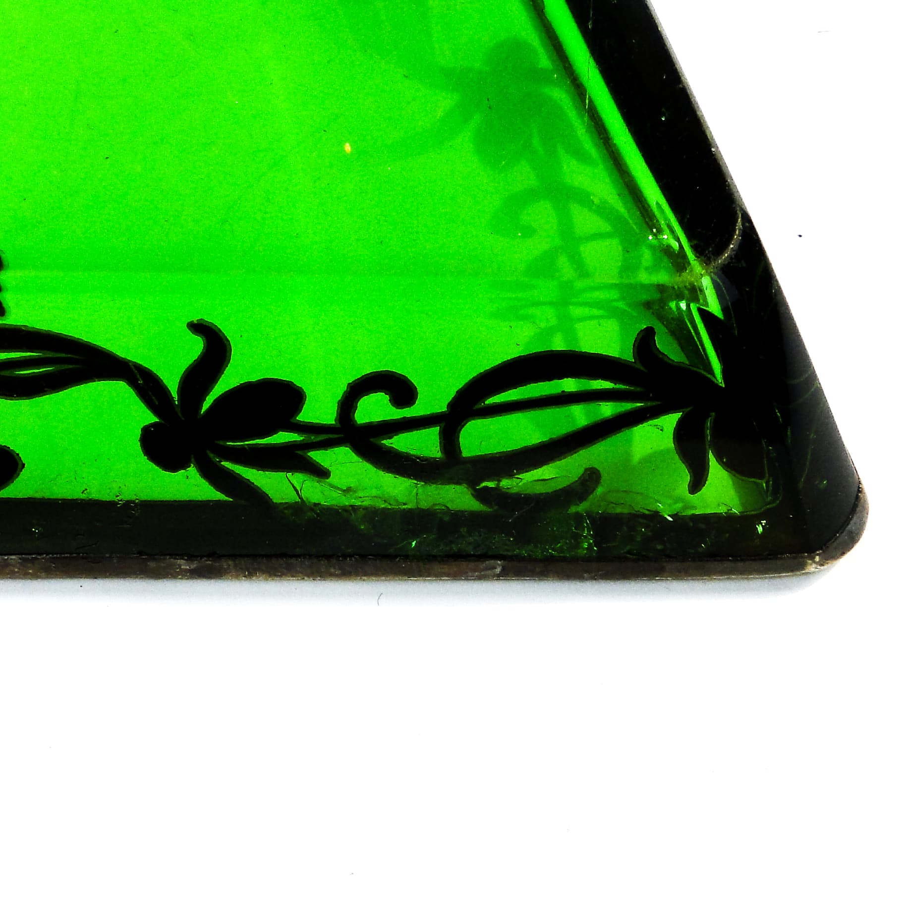 Art Deco organizer, green glass, silver-plated brass, Poland, 1930s. - 103631