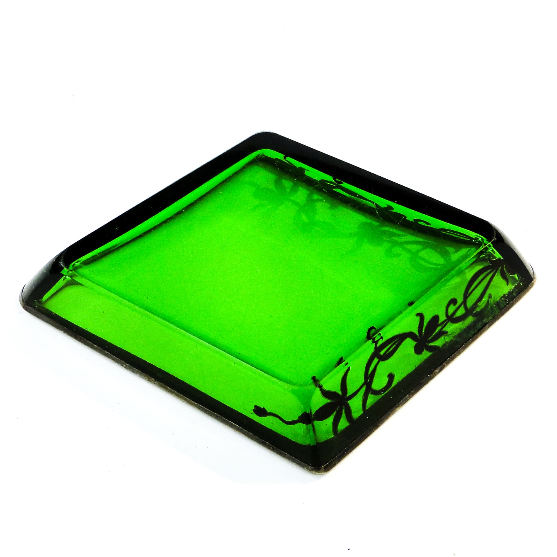 Art Deco organizer, green glass, silver-plated brass, Poland, 1930s. - 103630