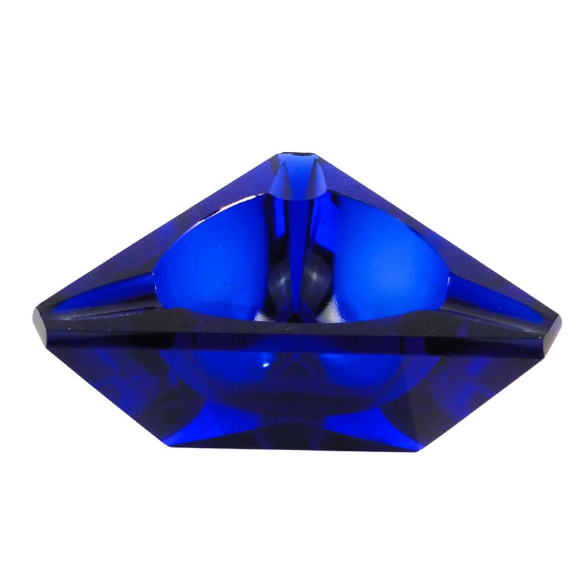 Popielniczka Art Deco, kryształ kobaltowy, Moser, Czechosłowacja, lata 50.