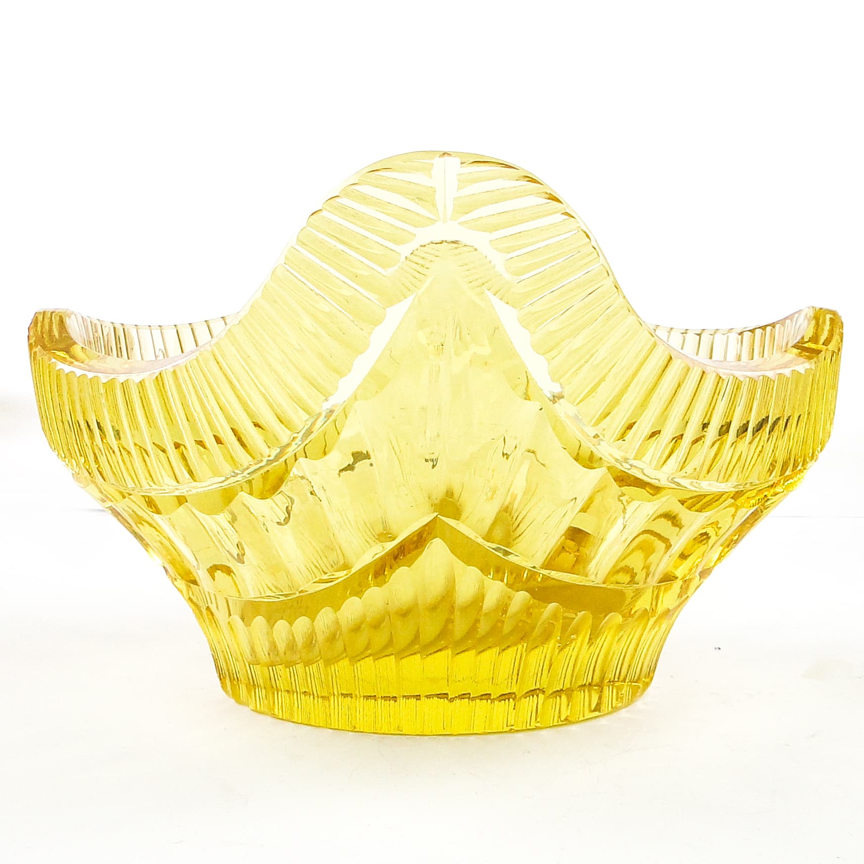 Art Deco jardiniere, lemon crystal, by R. Hlousek, Moser, Czechoslovakia, 1930s. - 103683