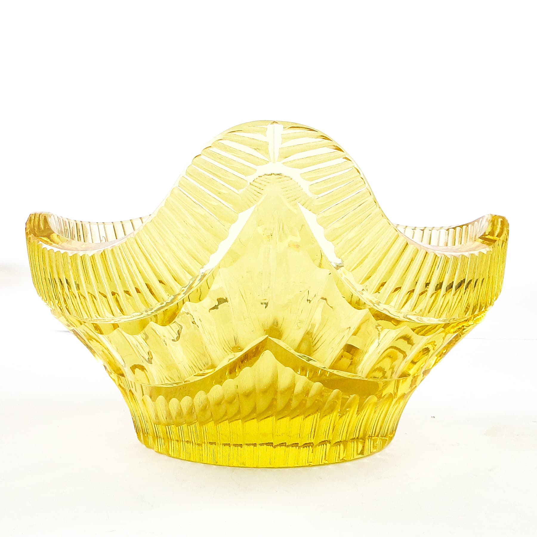 Art Deco jardiniere, lemon crystal, by R. Hlousek, Moser, Czechoslovakia, 1930s. - 103682