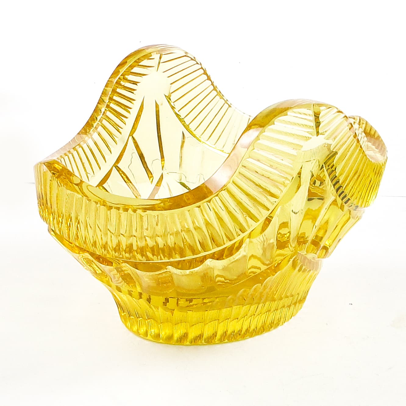 Art Deco jardiniere, lemon crystal, by R. Hlousek, Moser, Czechoslovakia, 1930s. - 103686