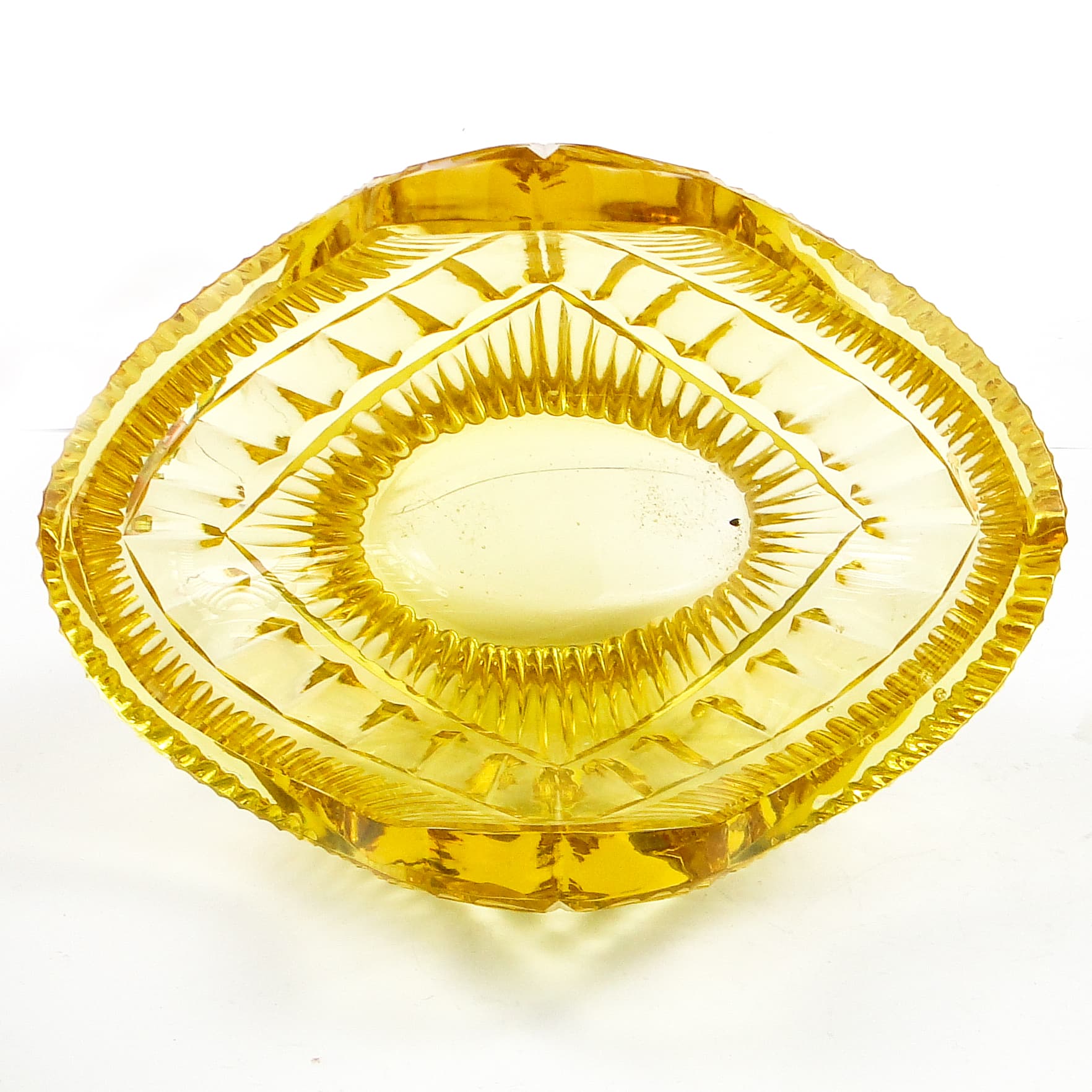 Art Deco jardiniere, lemon crystal, by R. Hlousek, Moser, Czechoslovakia, 1930s. - 103688