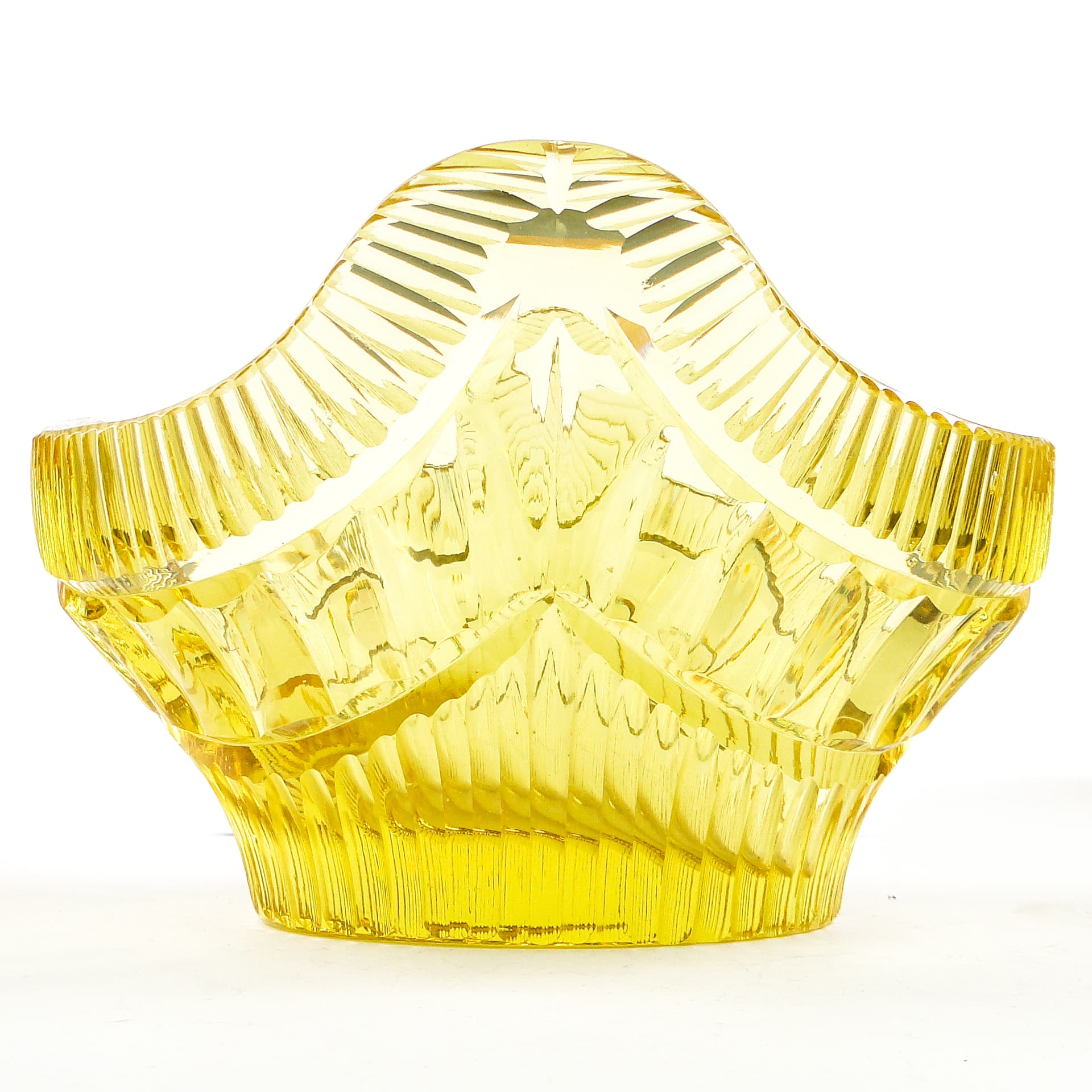 Art Deco jardiniere, lemon crystal, by R. Hlousek, Moser, Czechoslovakia, 1930s. - 103691