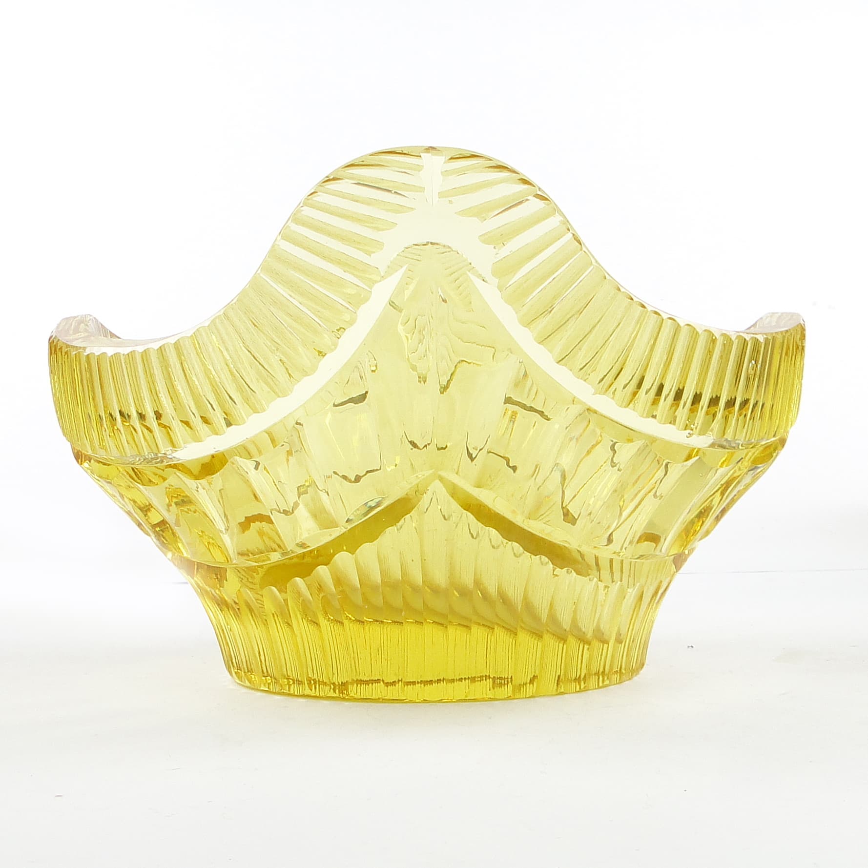 Art Deco jardiniere, lemon crystal, by R. Hlousek, Moser, Czechoslovakia, 1930s. - 103689