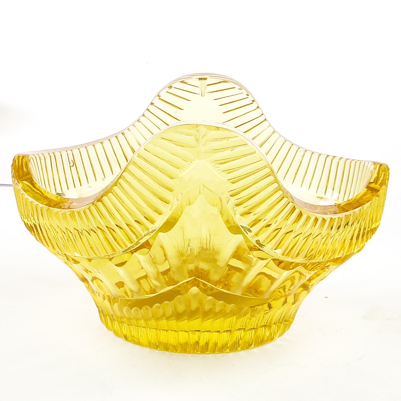 Art Deco jardiniere, lemon crystal, by R. Hlousek, Moser, Czechoslovakia, 1930s. - 103684