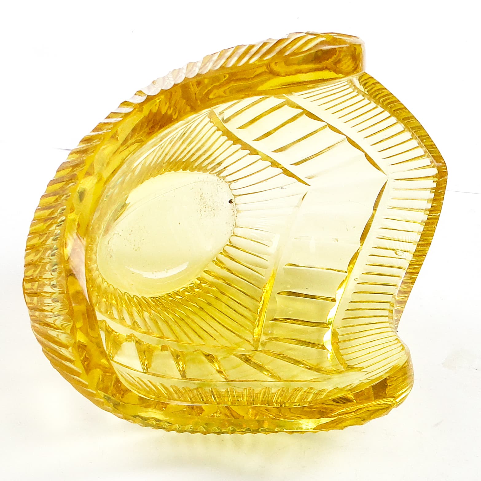 Art Deco jardiniere, lemon crystal, by R. Hlousek, Moser, Czechoslovakia, 1930s. - 103687