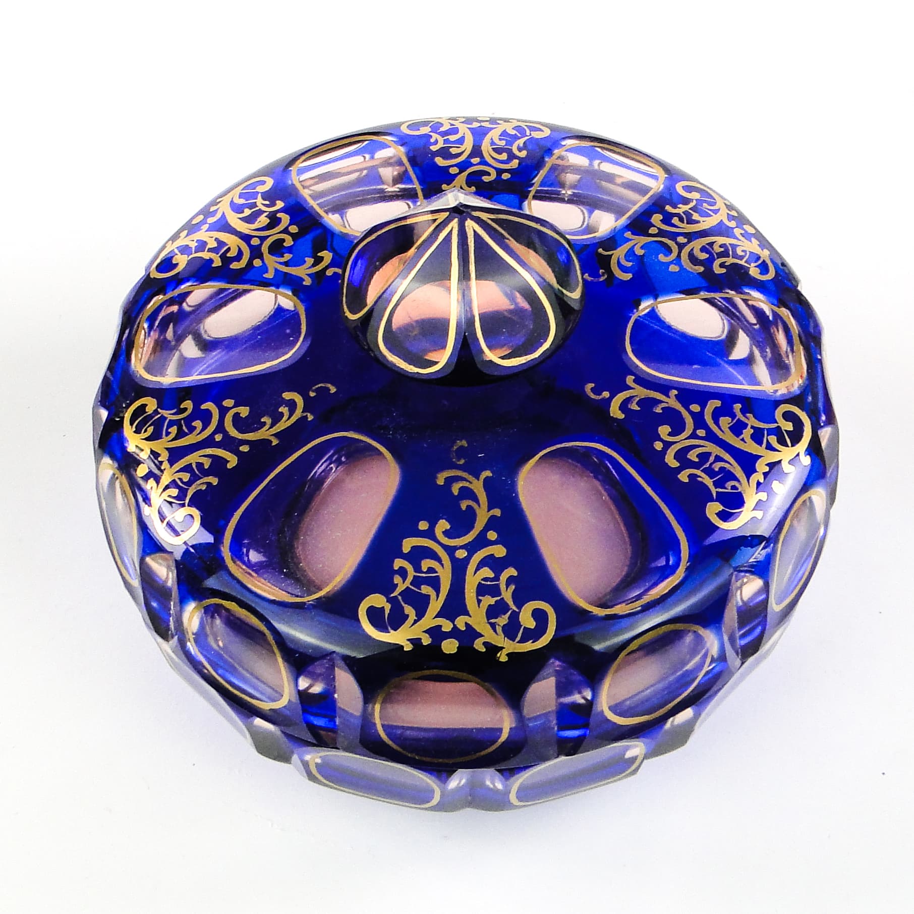 Bomboniera biedermeier, szkło kobaltowe, Egermann, Niemcy, lata 30. - 103709