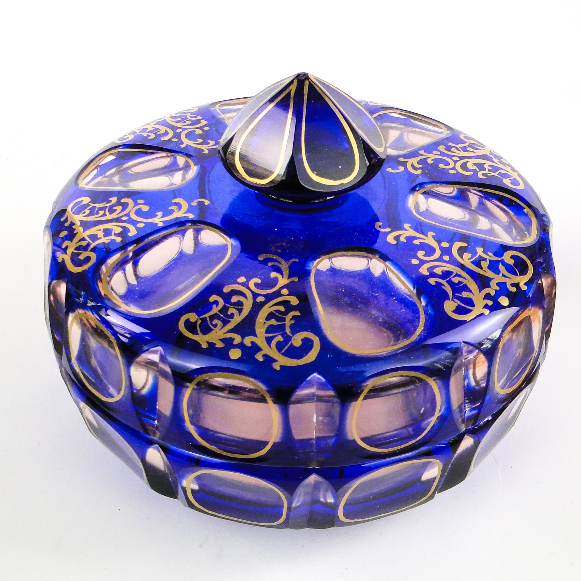 Bomboniera biedermeier, szkło kobaltowe, Egermann, Niemcy, lata 30. - 103715