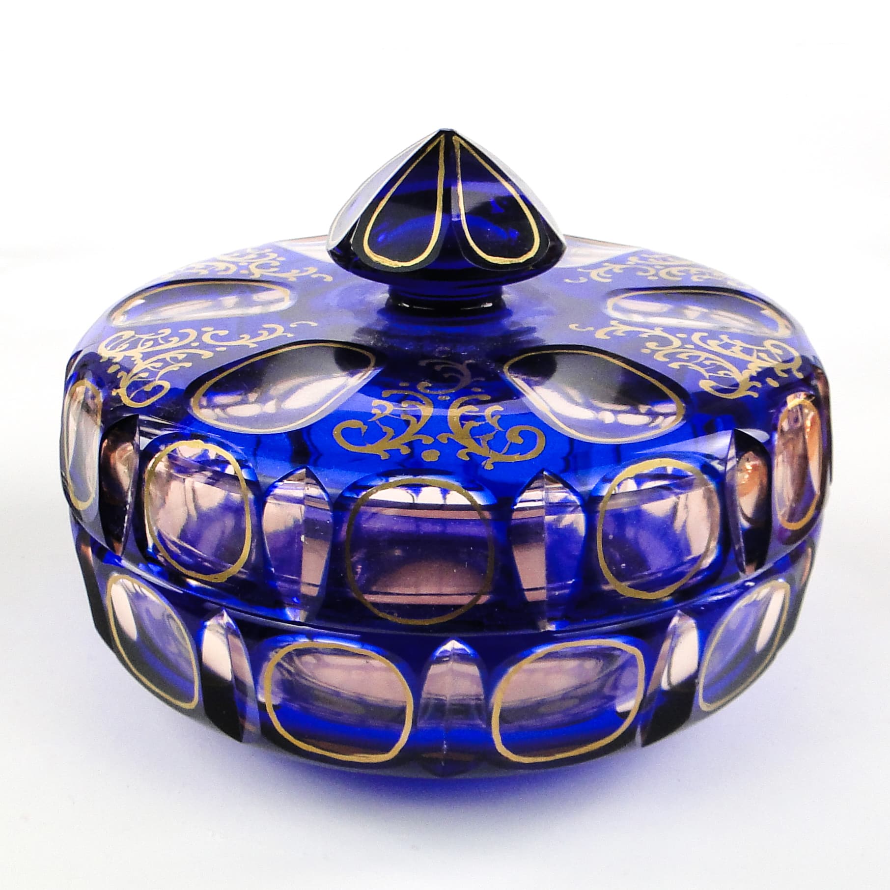 Bomboniera biedermeier, szkło kobaltowe, Egermann, Niemcy, lata 30. - 103713