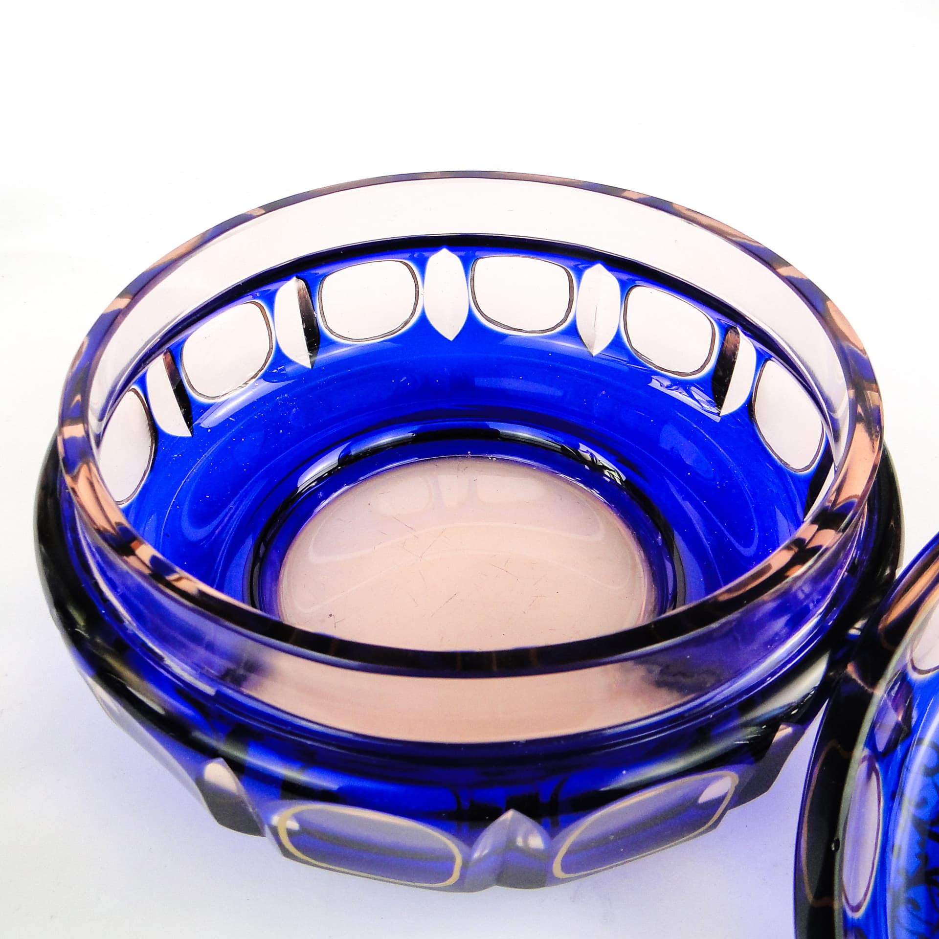 Bomboniera biedermeier, szkło kobaltowe, Egermann, Niemcy, lata 30. - 103712