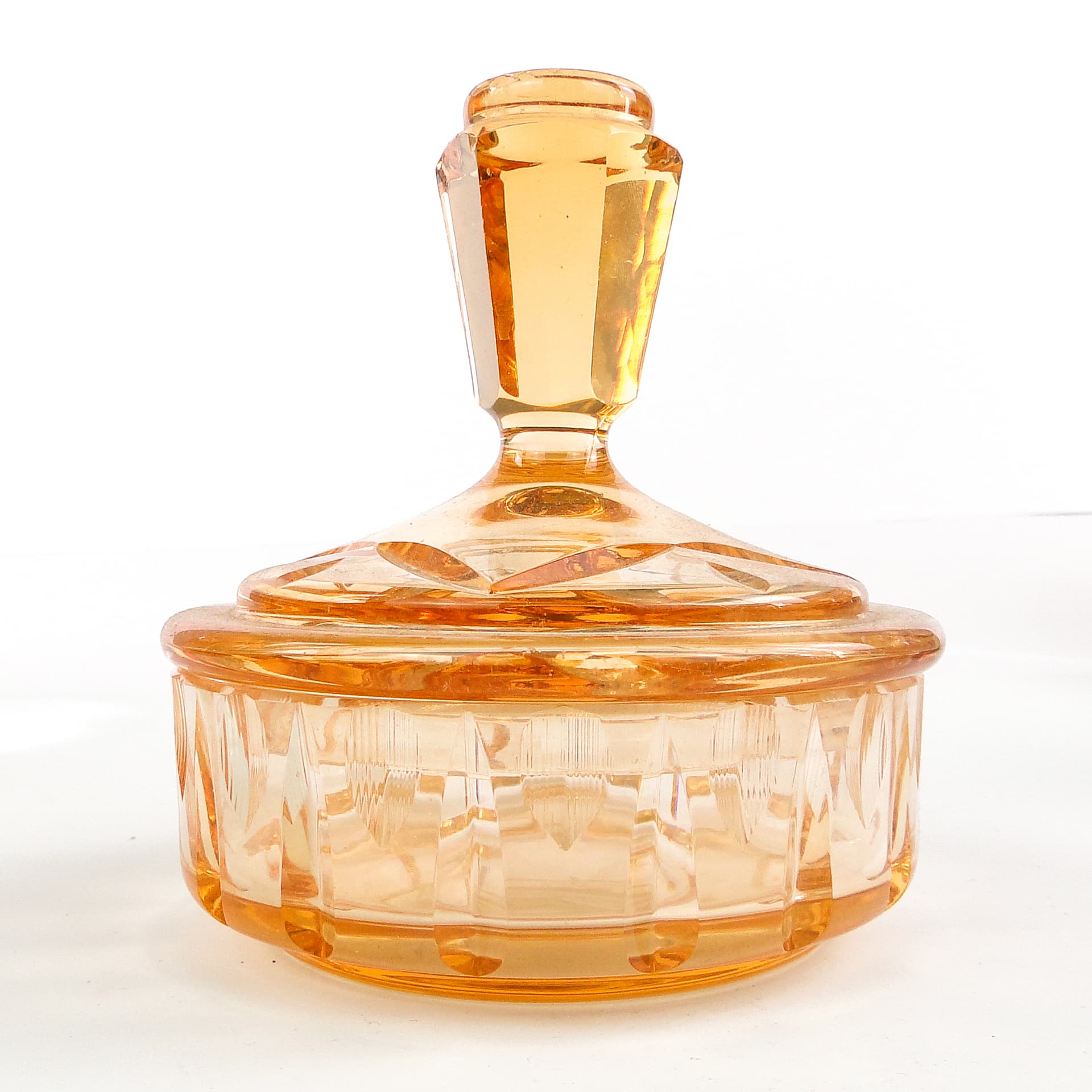 Art Deco bonbonniere, orange glass, Poland, 1930s. - 103747
