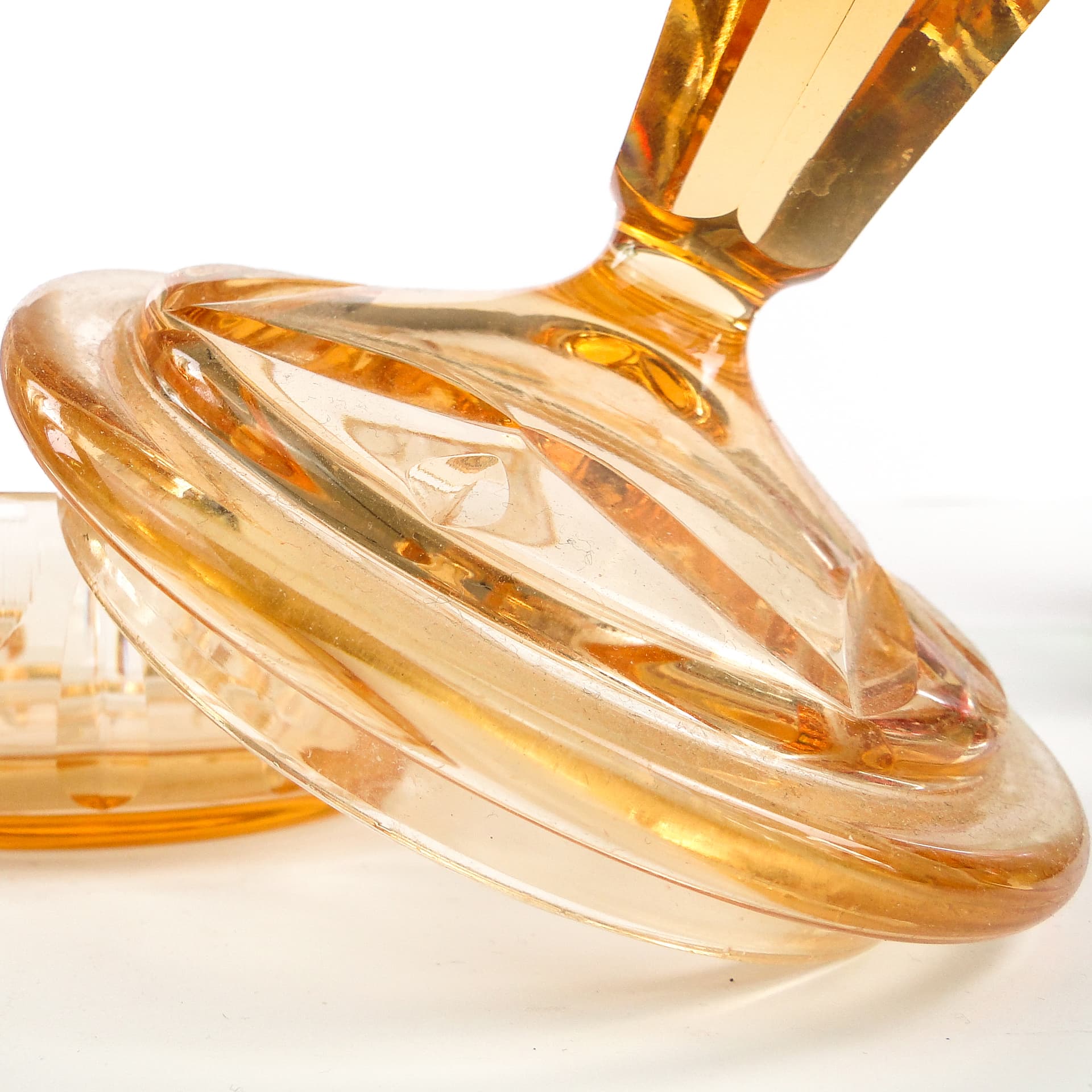 Art Deco bonbonniere, orange glass, Poland, 1930s. - 103753