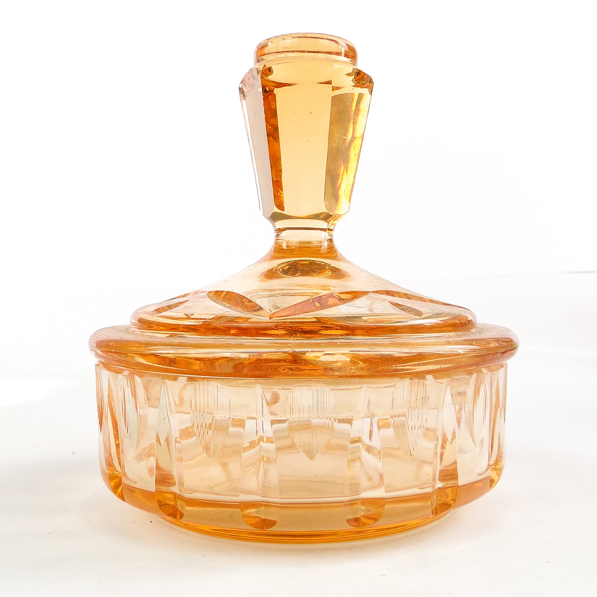 Art Deco bonbonniere, orange glass, Poland, 1930s. - 103749