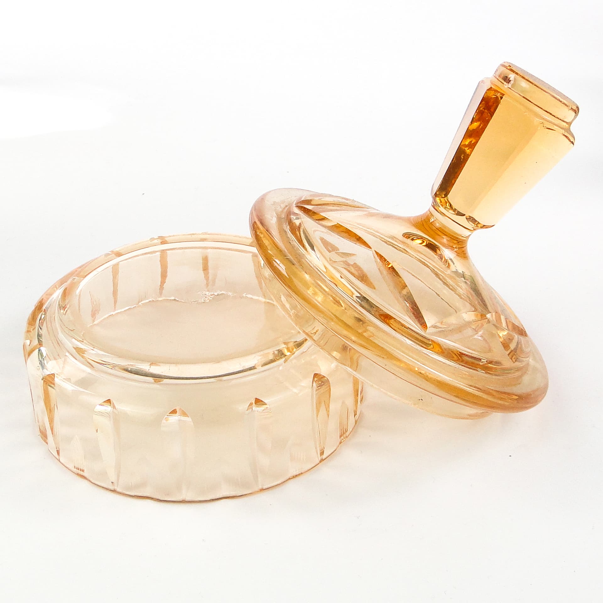 Art Deco bonbonniere, orange glass, Poland, 1930s. - 103758