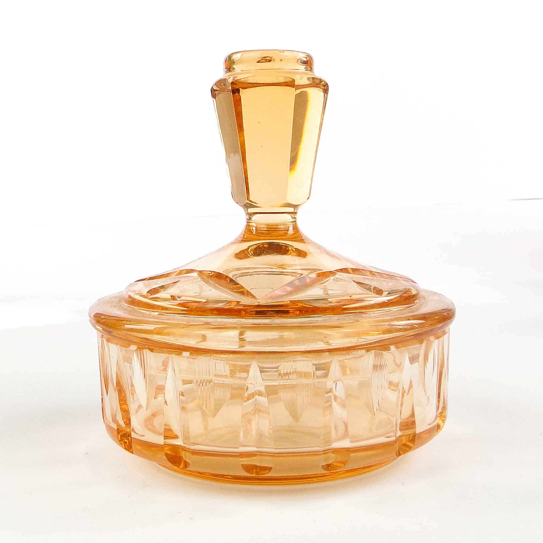 Art Deco bonbonniere, orange glass, Poland, 1930s. - 103754