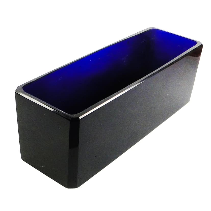 Przybornik Art Deco, kryształ kobaltowy, proj. J. Hoffmann, Czechosłowacja, lata 30.